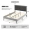 Full/Queen Platform Bed with High Headboard, Wooden Slats, Sturdy Frame, Modern Design